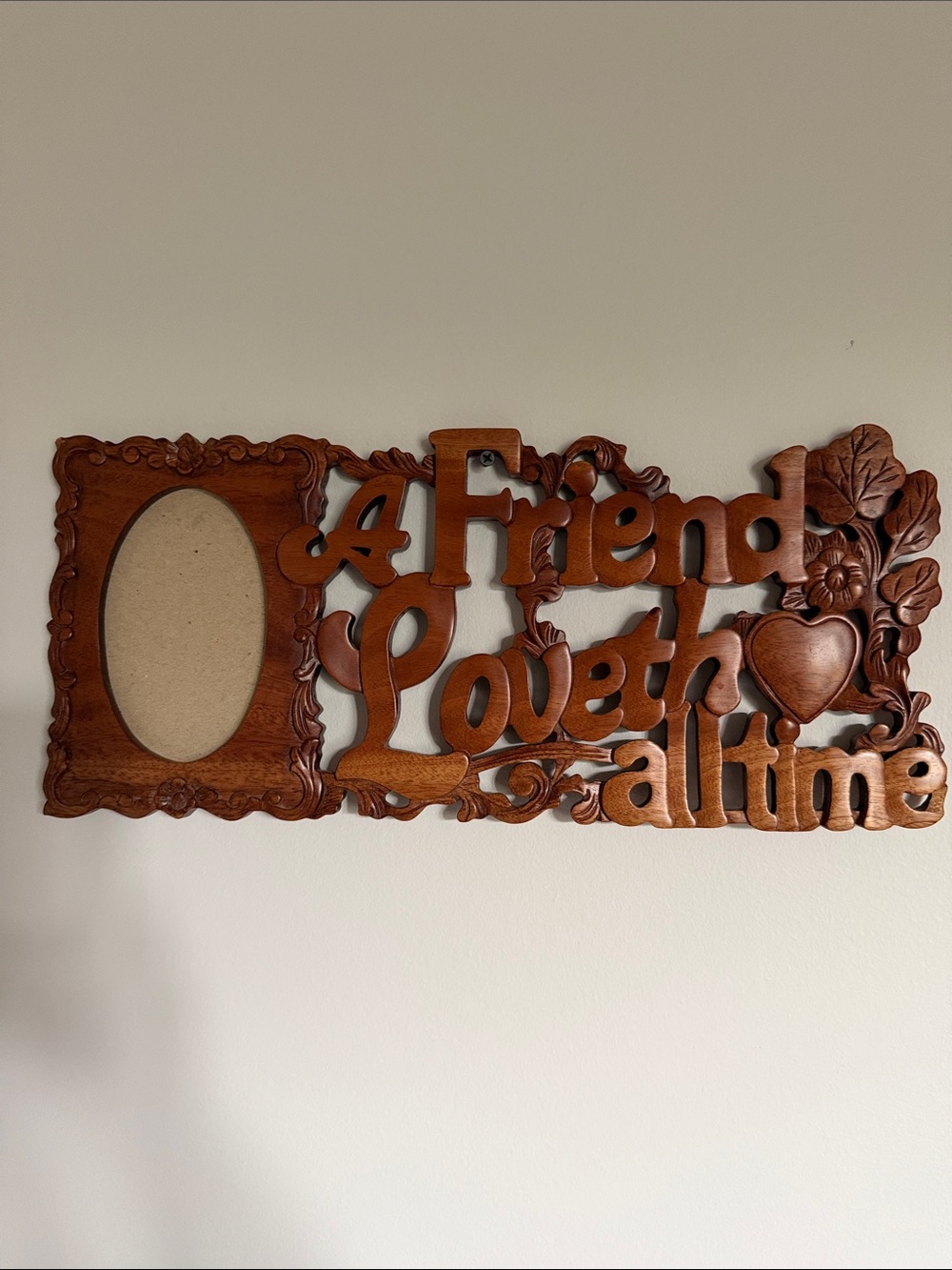 Wooden 'A Friend Loveth at All Times' Decorative Wall Plaque - Brown
